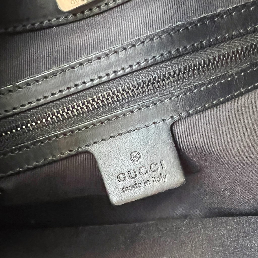 Gucci Black Double G Monogram Side Strap Detail Shoulder Bag