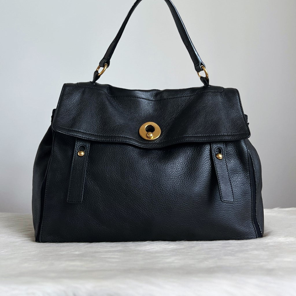 Yves Saint Laurent YSL Black Leather Muse Two Tote