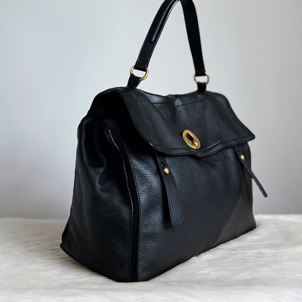 Yves Saint Laurent YSL Black Leather Muse Two Tote