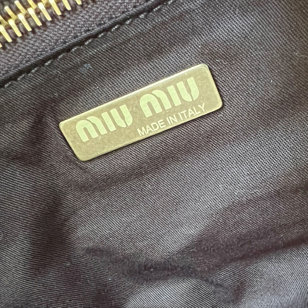 Miu Miu Two Tone Side Pocket Gold Buckle Detail Shoulder Bag