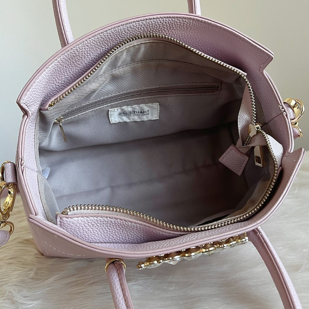 Jil Sander Blush Pink Leather Rhinestone Detail 2 Way Shoulder Bag Excellent