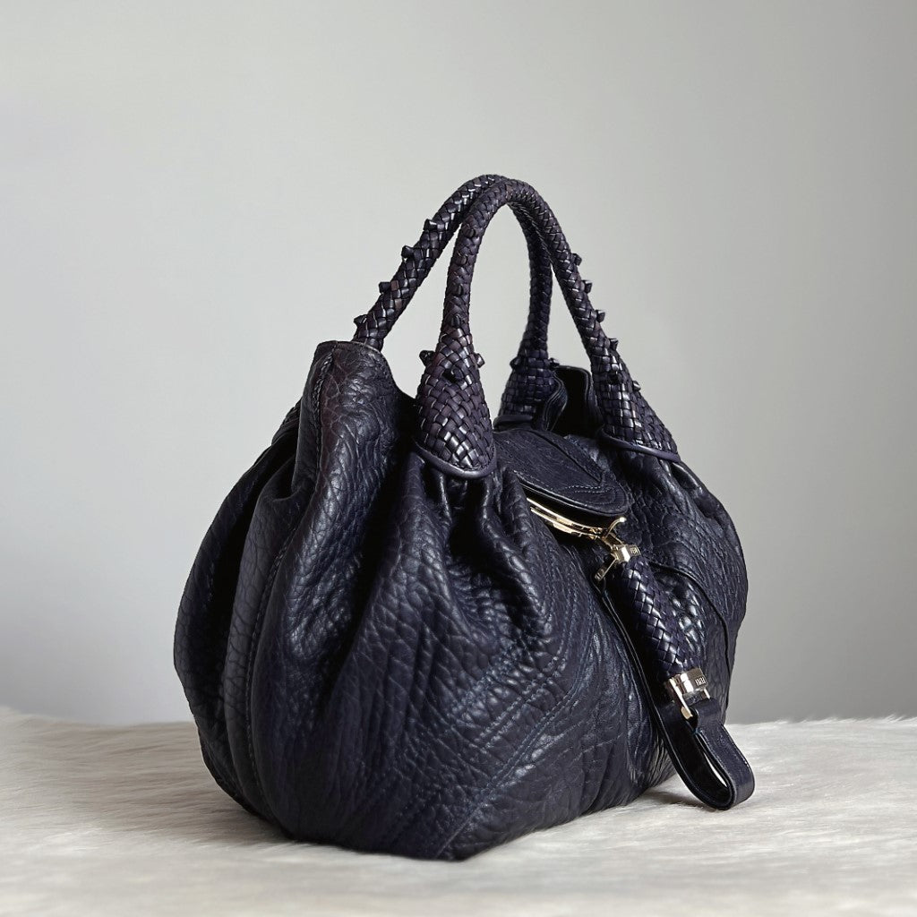 Fendi Iconic Dark Violet Leather Spy Bag