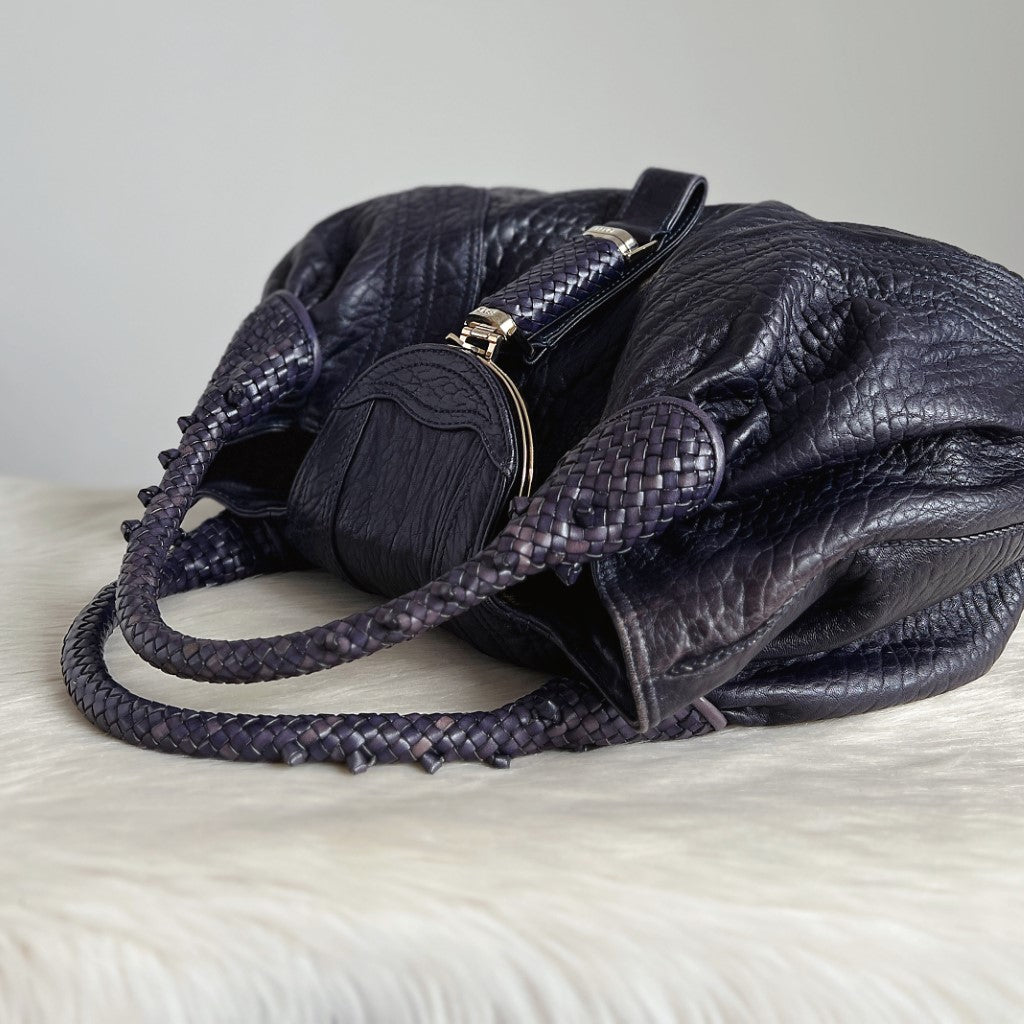 Fendi Iconic Dark Violet Leather Spy Bag