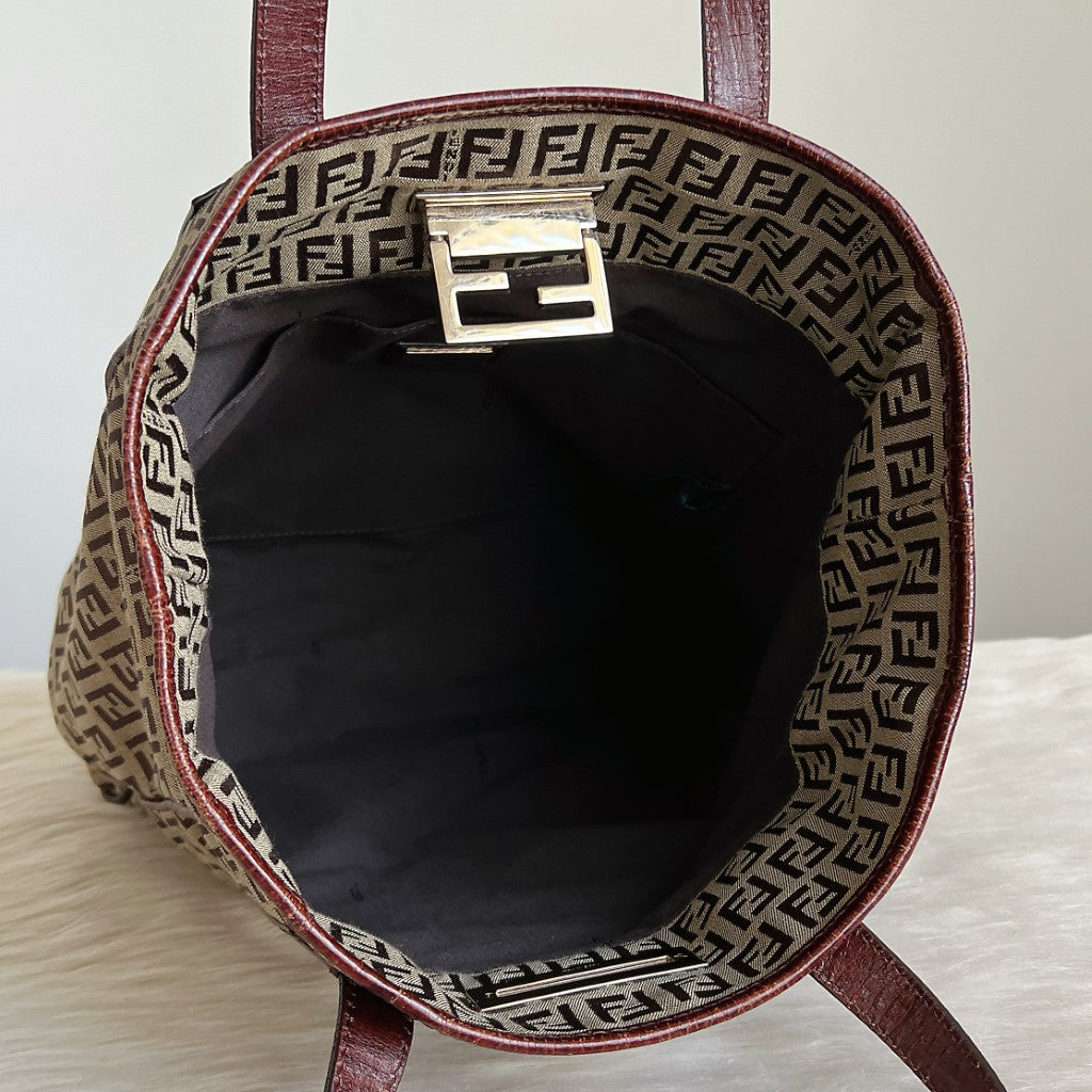 Fendi Signature F Monogram Front Buckle Shoulder Bag