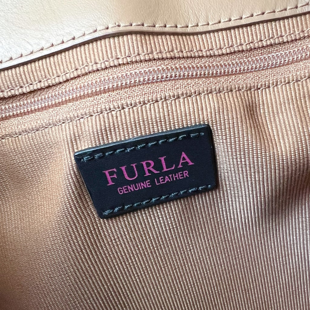 Furla Caramel Leather Front Buckle Backpack Like New