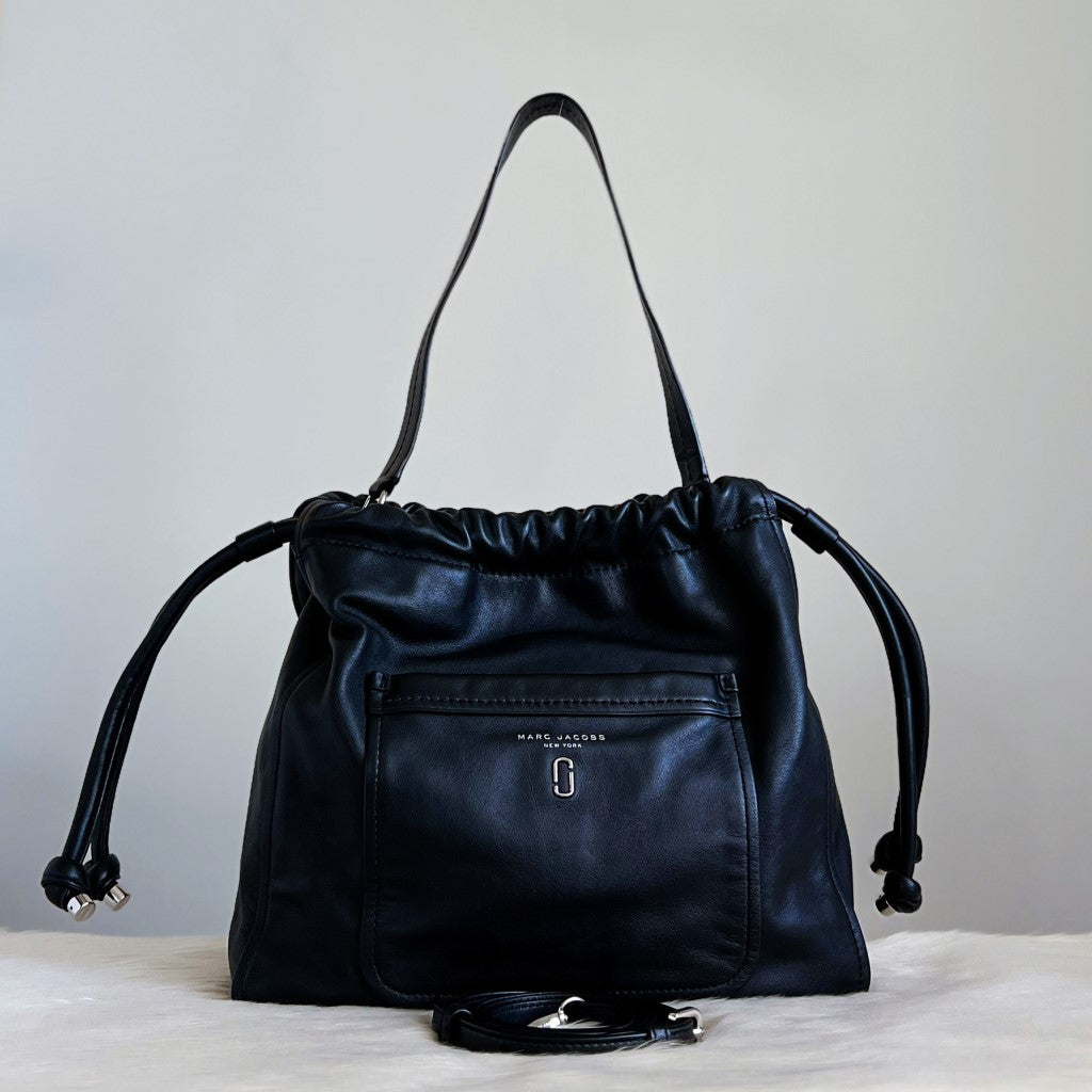 Marc Jacobs Black Leather Drawstring 2 Way Shoulder Bag Excellent