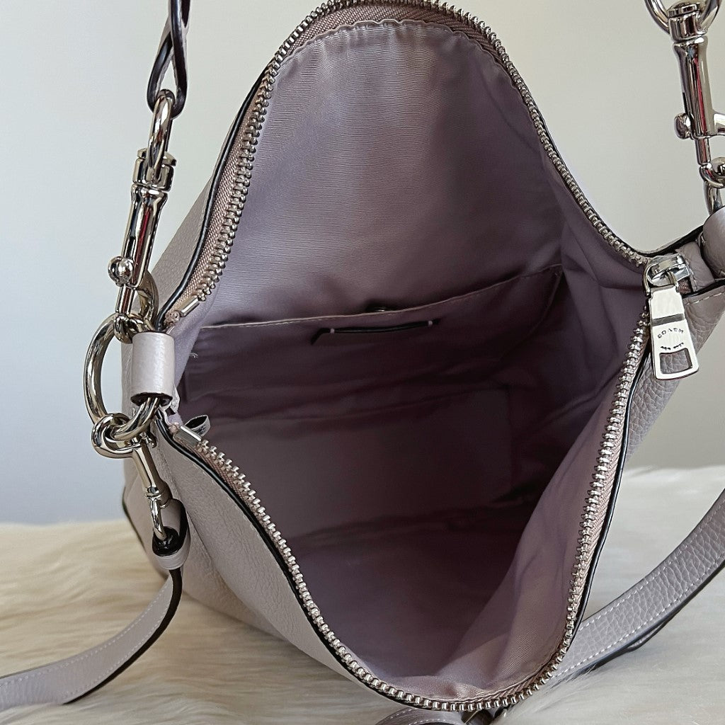 Coach Blush Lavender Leather Front Logo Slouchy 2 Way Shoulder Bag Excellent