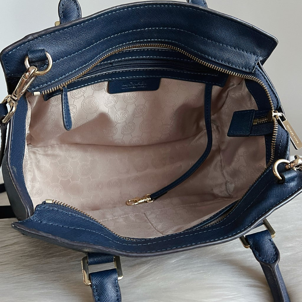 Michael Kors Navy Leather Career 2 Way Shoulder Bag