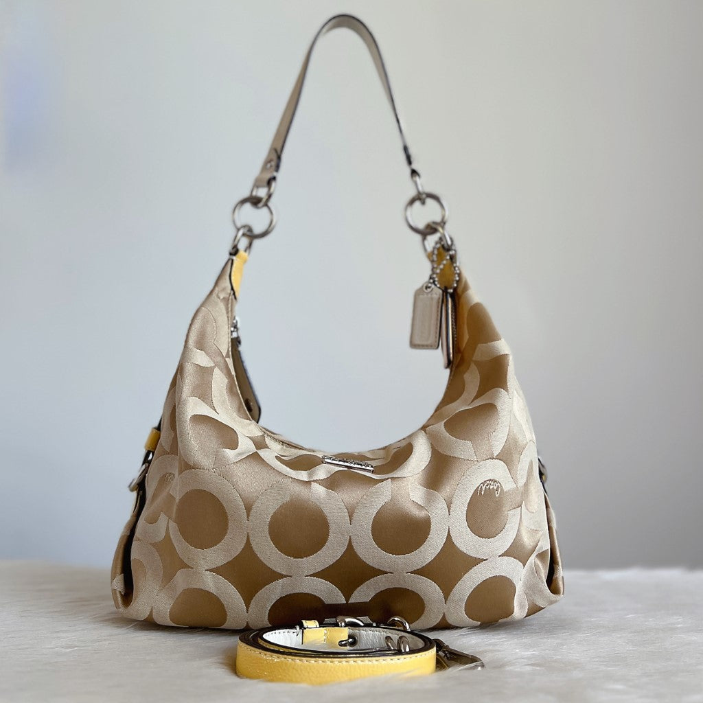 Coach Monogram Ring Detail Slouchy 2 Way Shoulder Bag