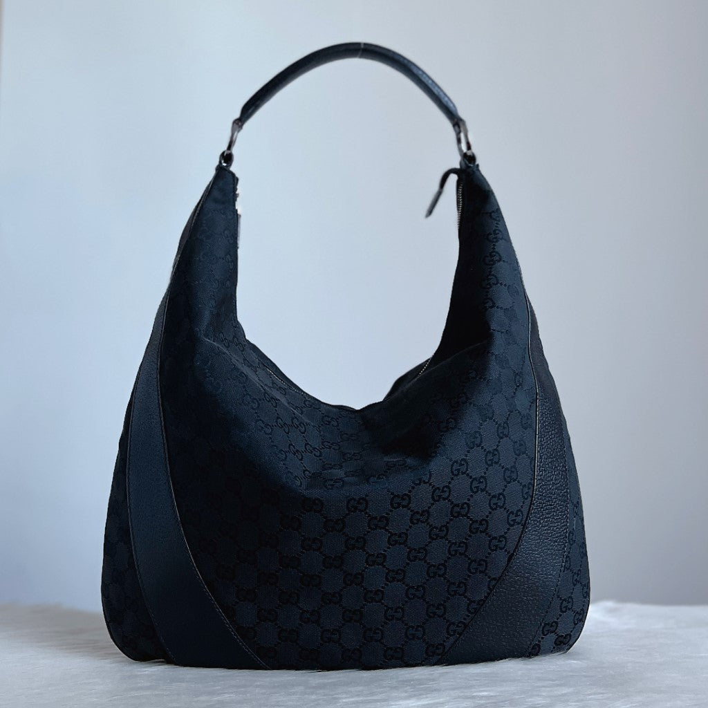 Gucci Black Leather Monogram Patchwork Shoulder Bag