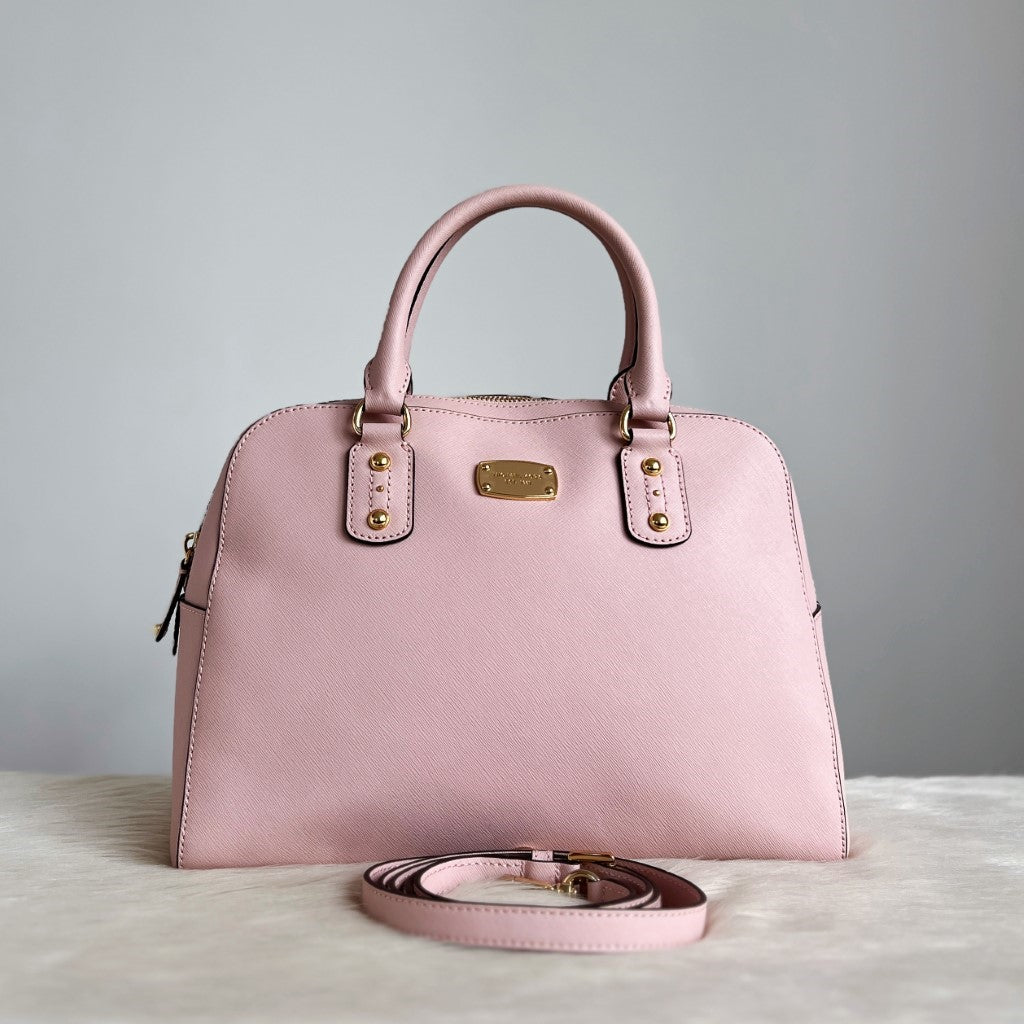 Michael Kors Pink Leather Front Logo 2 Way Shoulder Bag Excellent