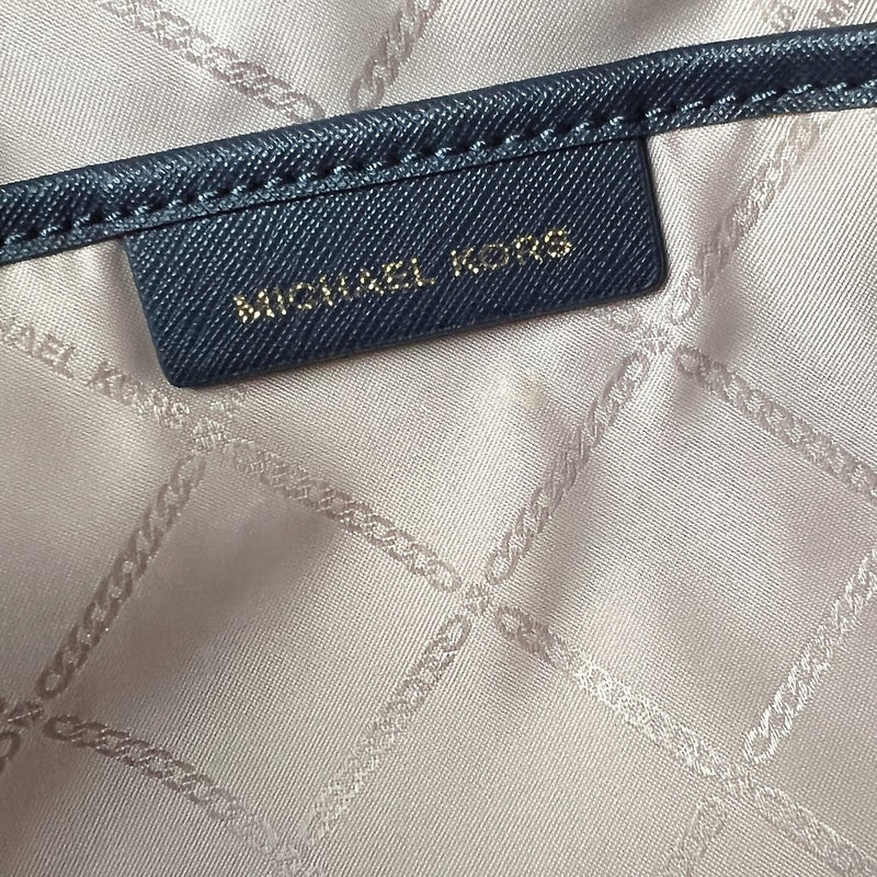 Michael Kors Navy Leather MK Monogram Career 2 Way Shoulder Like New