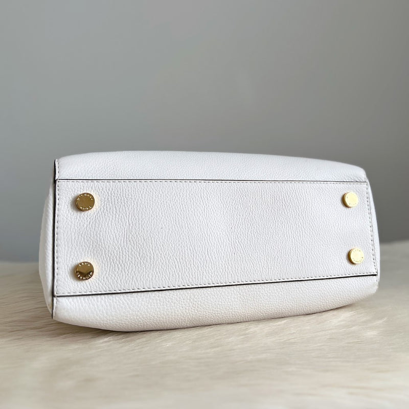 Michael Kors White Leather Triple Compartment 2 Way Shoulder Bag Excellent