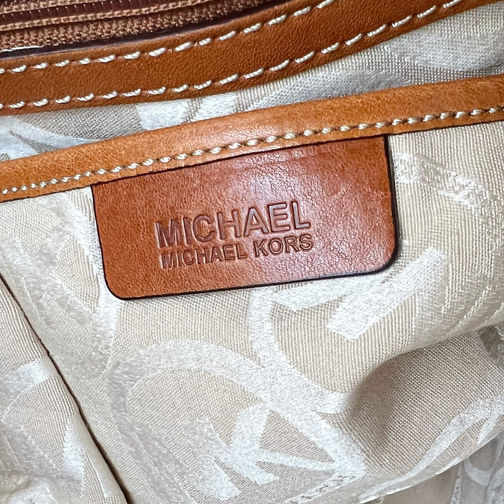 Michael Kors Caramel Leather Studded Detail 2 Way Shoulder Bag