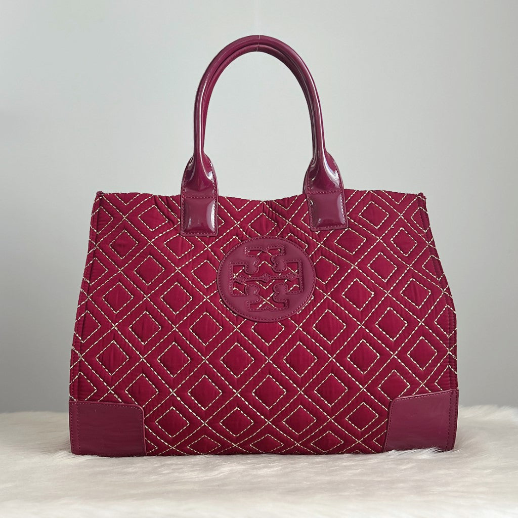 Tory Burch Signature Ella Quilted Large Shoulder Bag Excellent