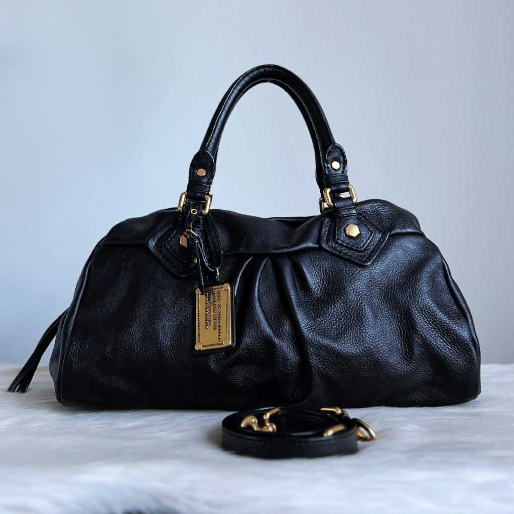 Marc Jacobs Black Leather Classic Q Large 2 Way Shoulder Bag