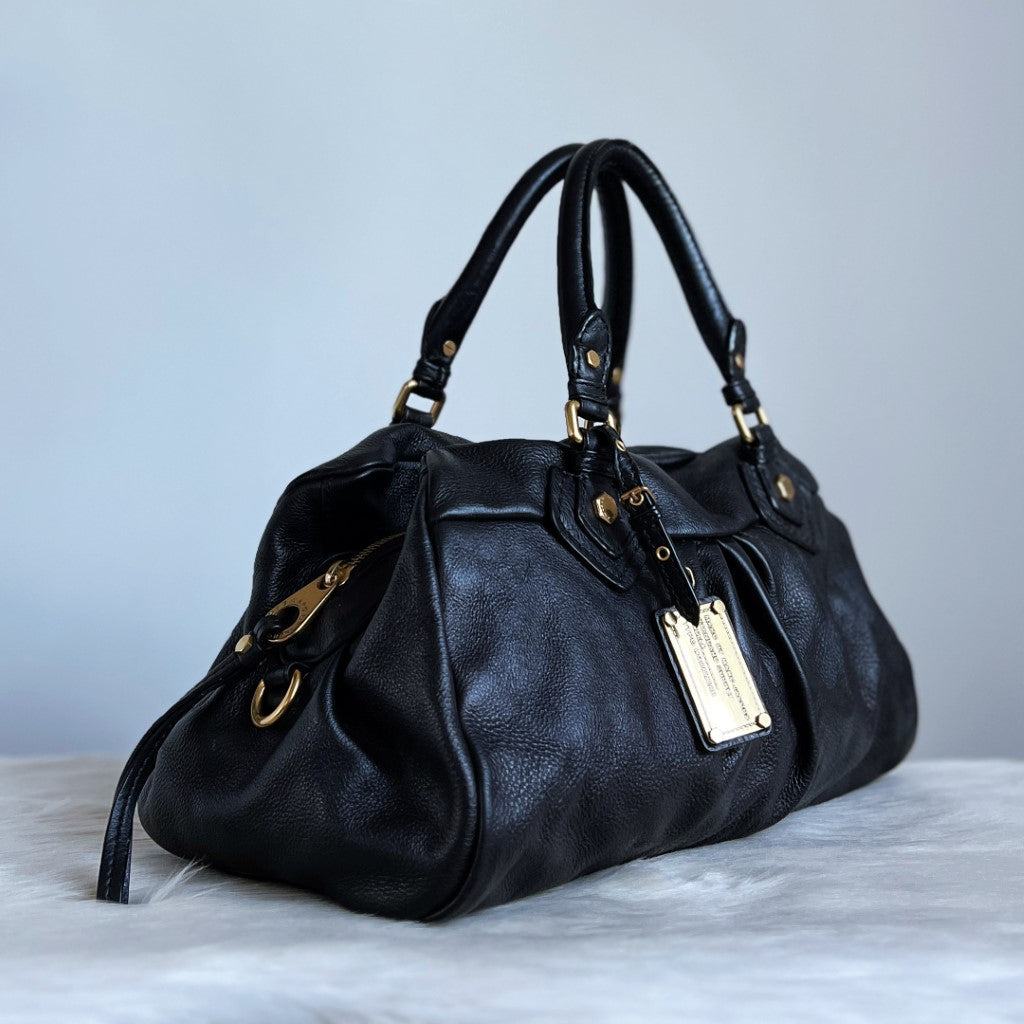 Marc Jacobs Black Leather Classic Q Large 2 Way Shoulder Bag