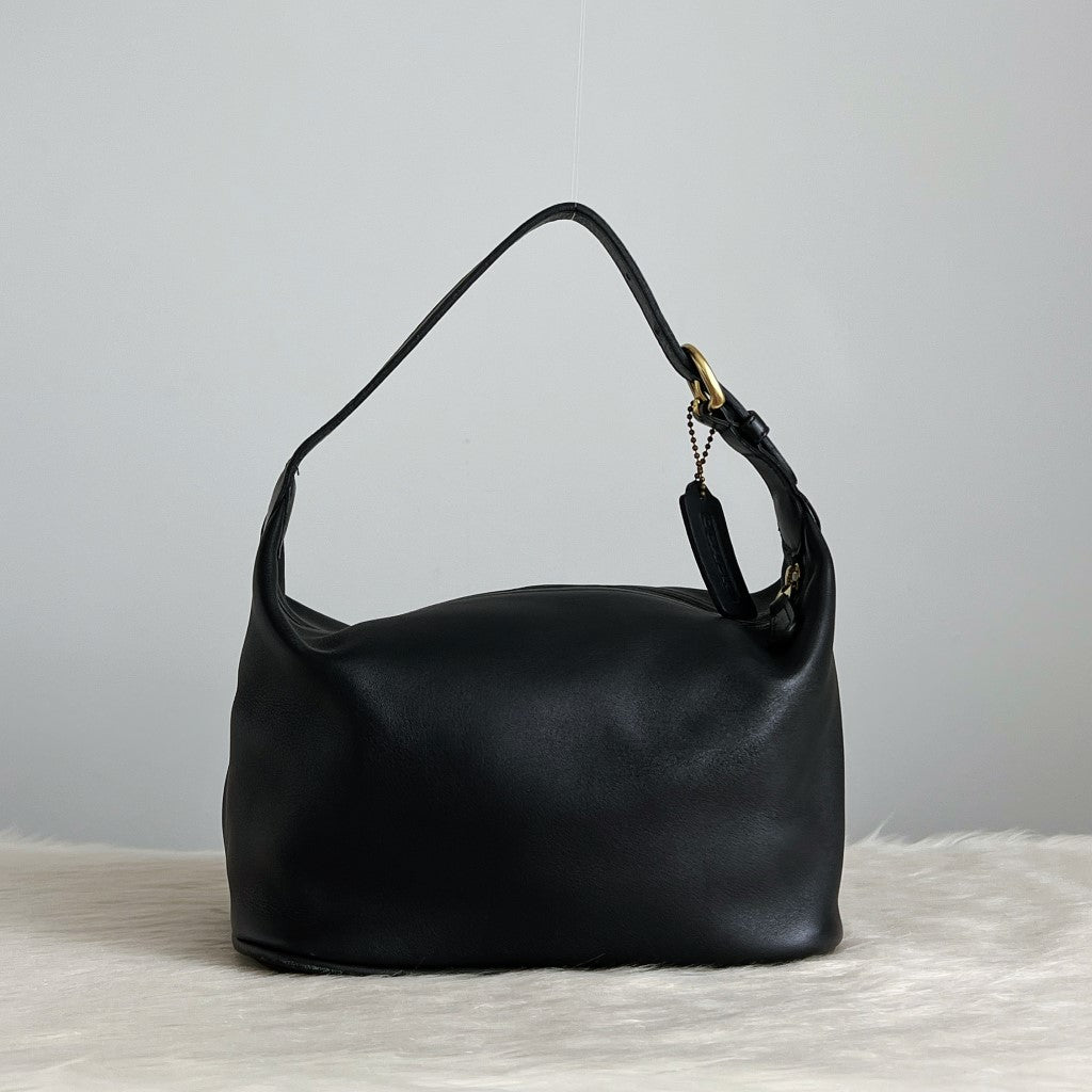 Coach Soft Black Leather Slouchy Small Tote Bag