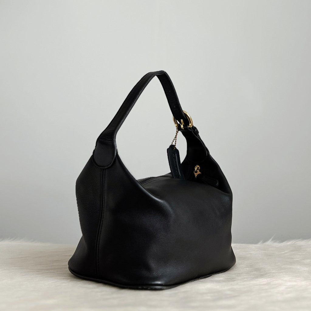 Coach Soft Black Leather Slouchy Small Tote Bag