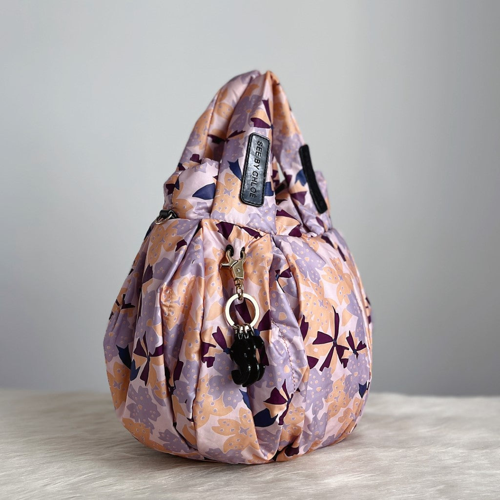 See by Chloe Floral Pattern Joy Rider Puffy 2 Way Shoulder Bag