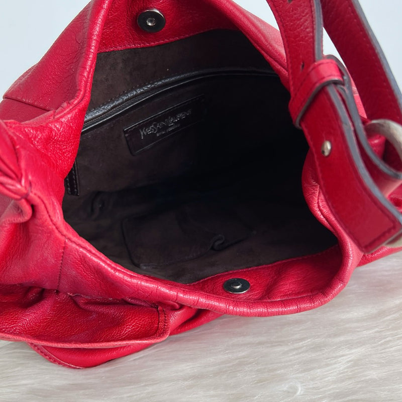 Yves Saint Laurent YSL Red Leather Rose Shoulder Bag