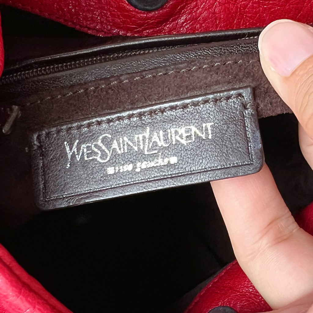 Yves Saint Laurent YSL Red Leather Rose Shoulder Bag