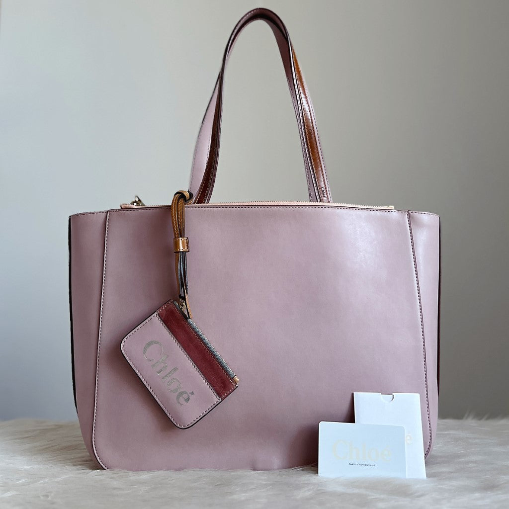 Chloe Blush Pink Leather Zip Detail Triple Compartment Shoulder Bag ...