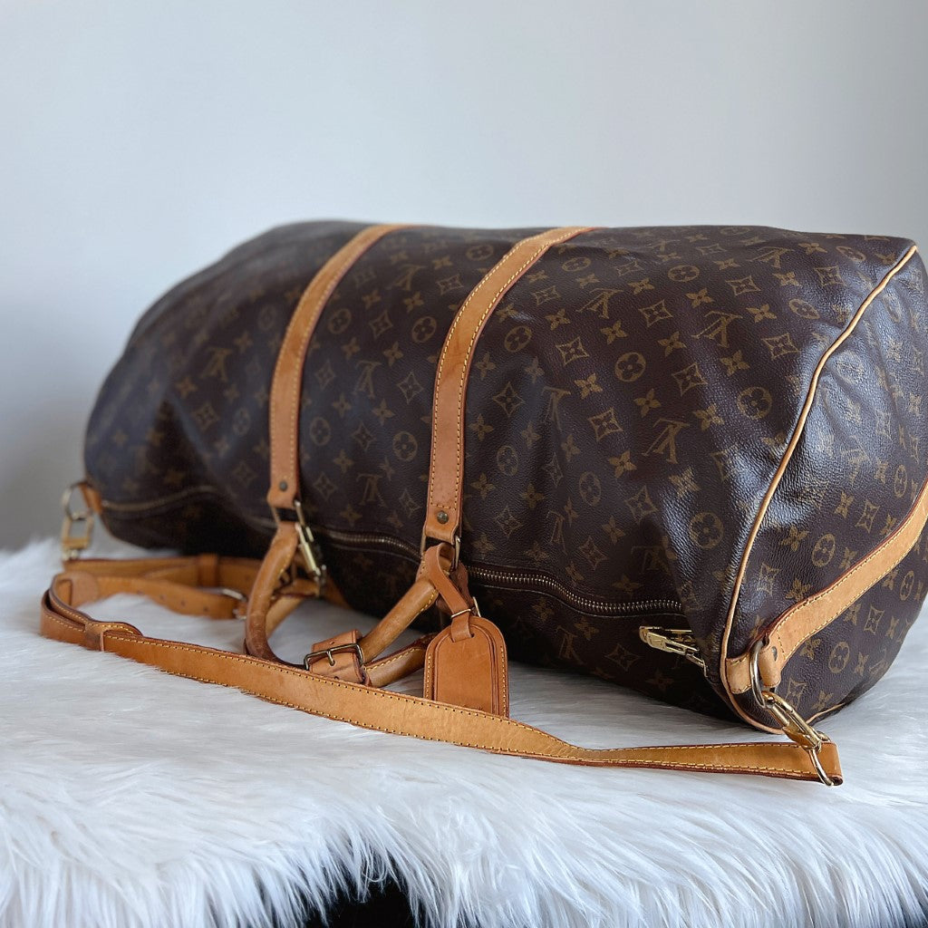 Louis Vuitton Signature Monogram Bandouliere Keepall 60 Travel Bag Full Set