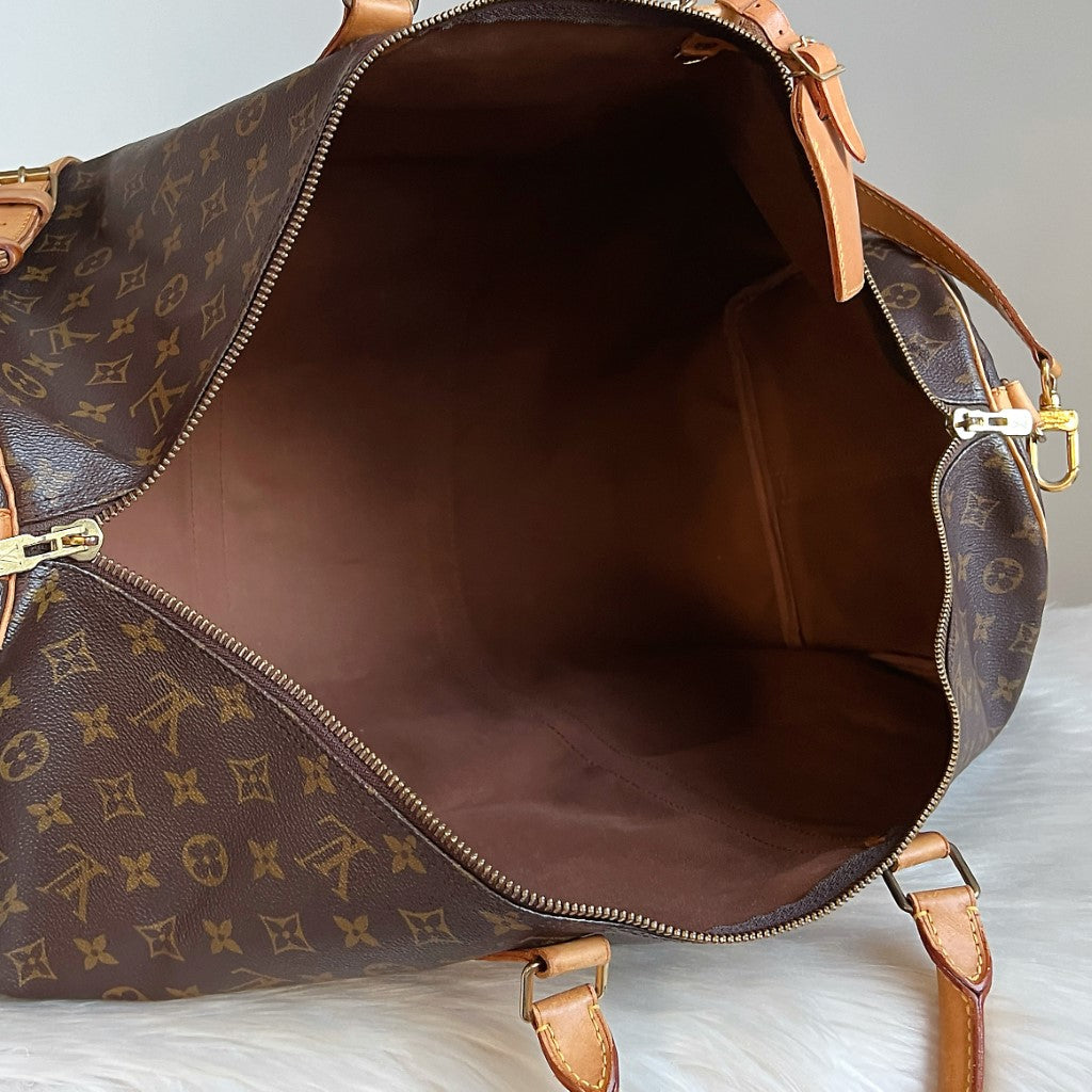 Louis Vuitton Signature Monogram Bandouliere Keepall 60 Travel Bag Full Set