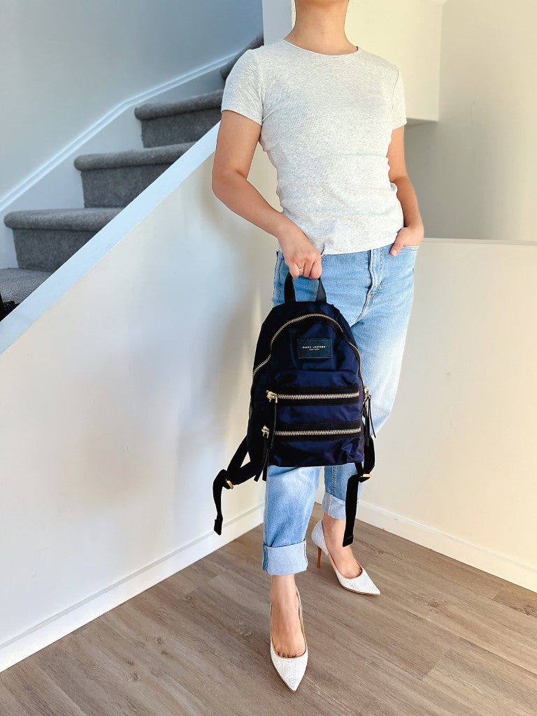 Marc Jacobs Navy Layered Zip Detail Backpack Excellent