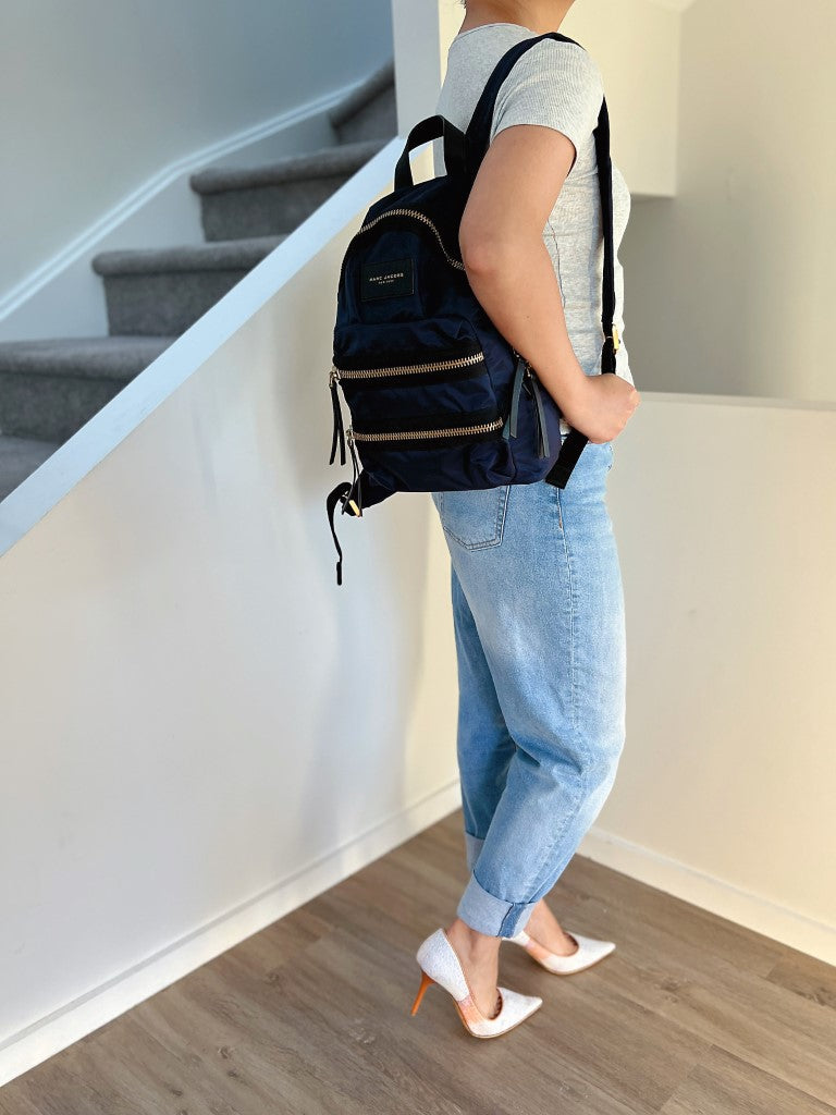 Marc Jacobs Navy Layered Zip Detail Backpack Excellent