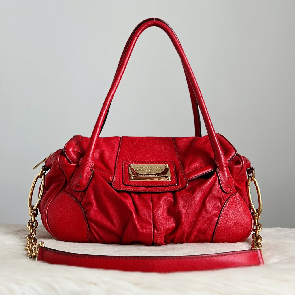 Dolce & Gabbana D&G Red Chain Detail 2 Way Shoulder Bag