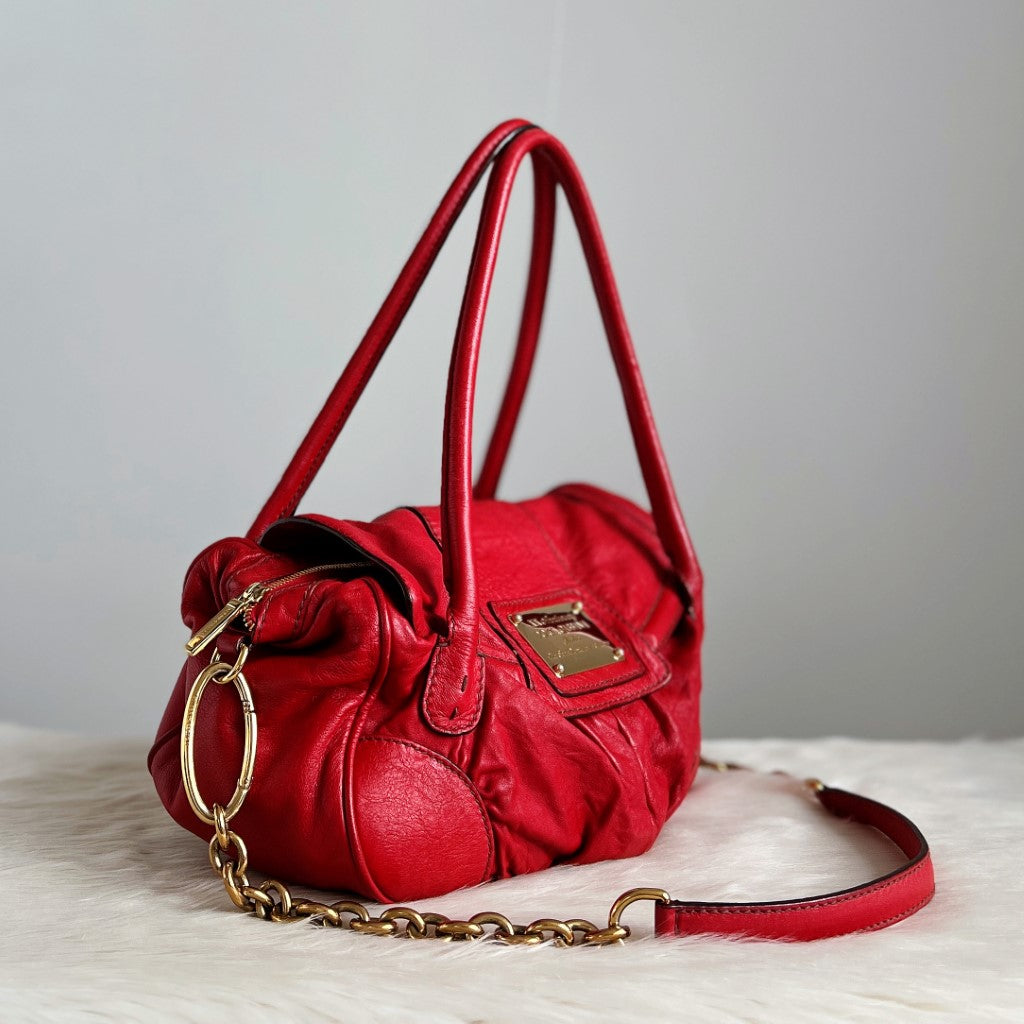 Dolce & Gabbana D&G Red Chain Detail 2 Way Shoulder Bag