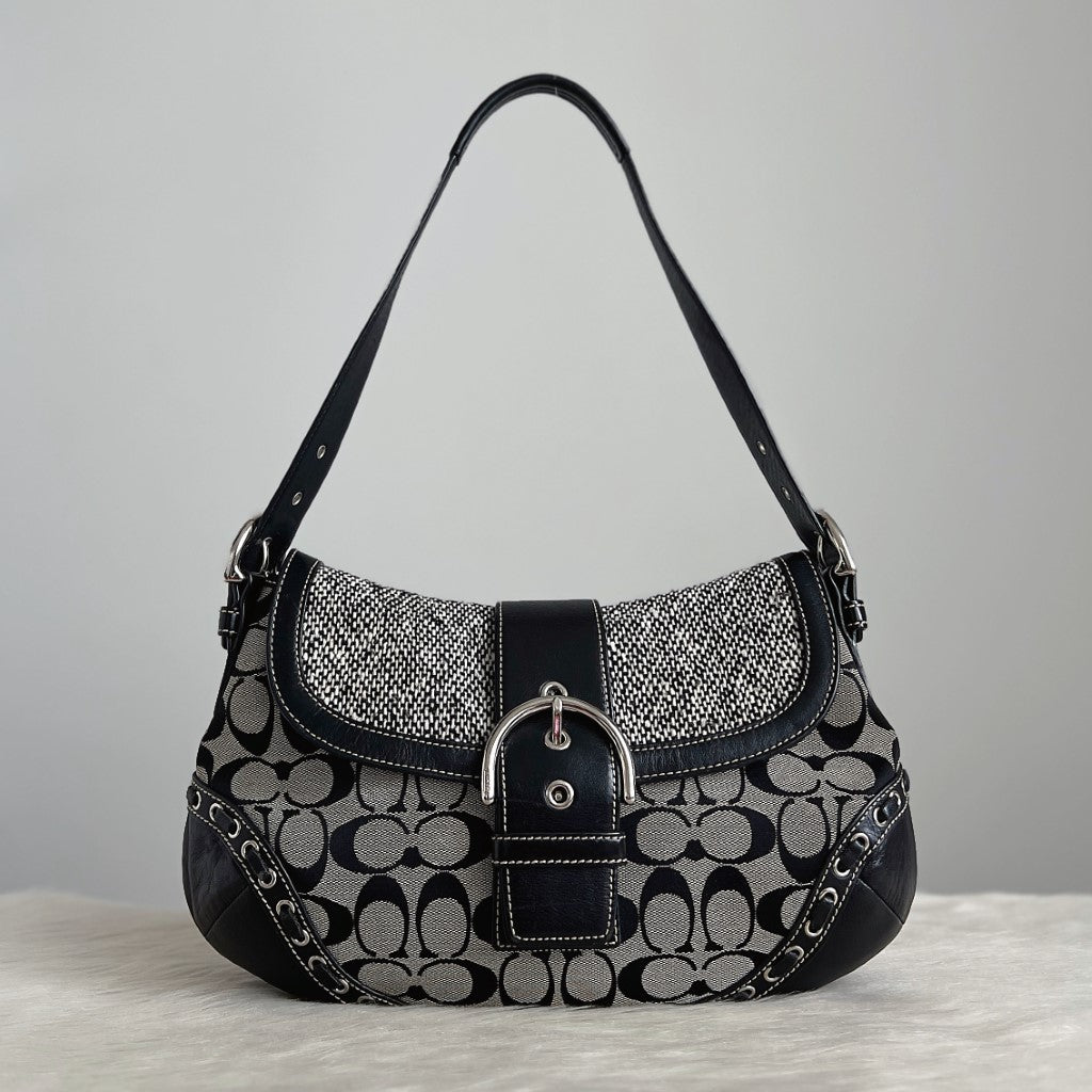 Coach Monogram Patchwork Buckle Detail Shoulder Bag