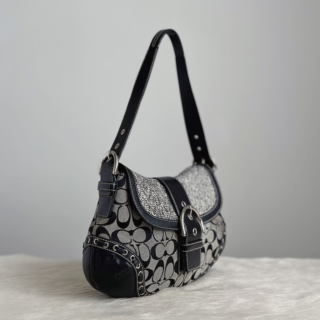 Coach Monogram Patchwork Buckle Detail Shoulder Bag