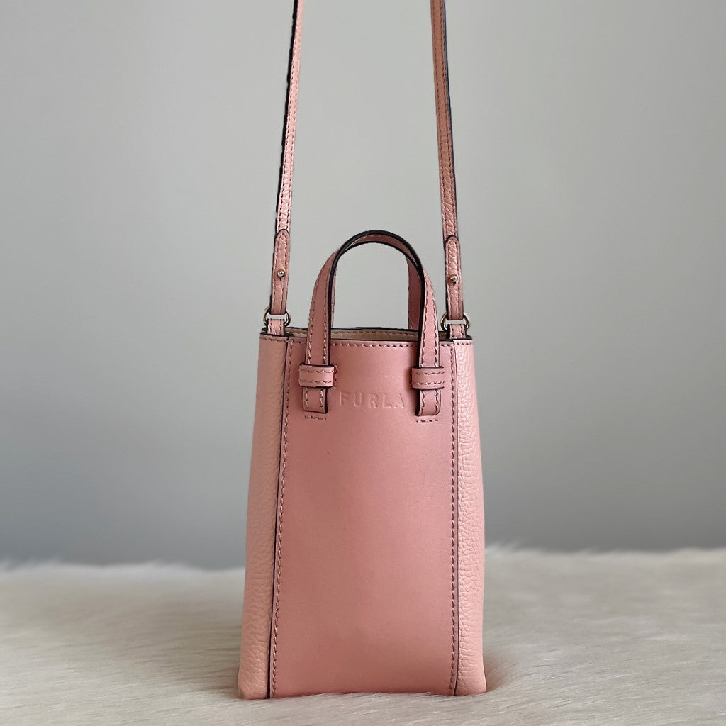 Furla Pink Leather Front Logo Mini 2 Way Shoulder Bag