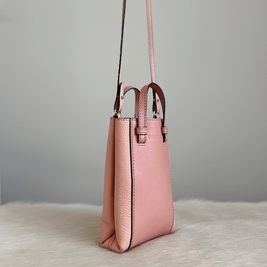 Furla Pink Leather Front Logo Mini 2 Way Shoulder Bag