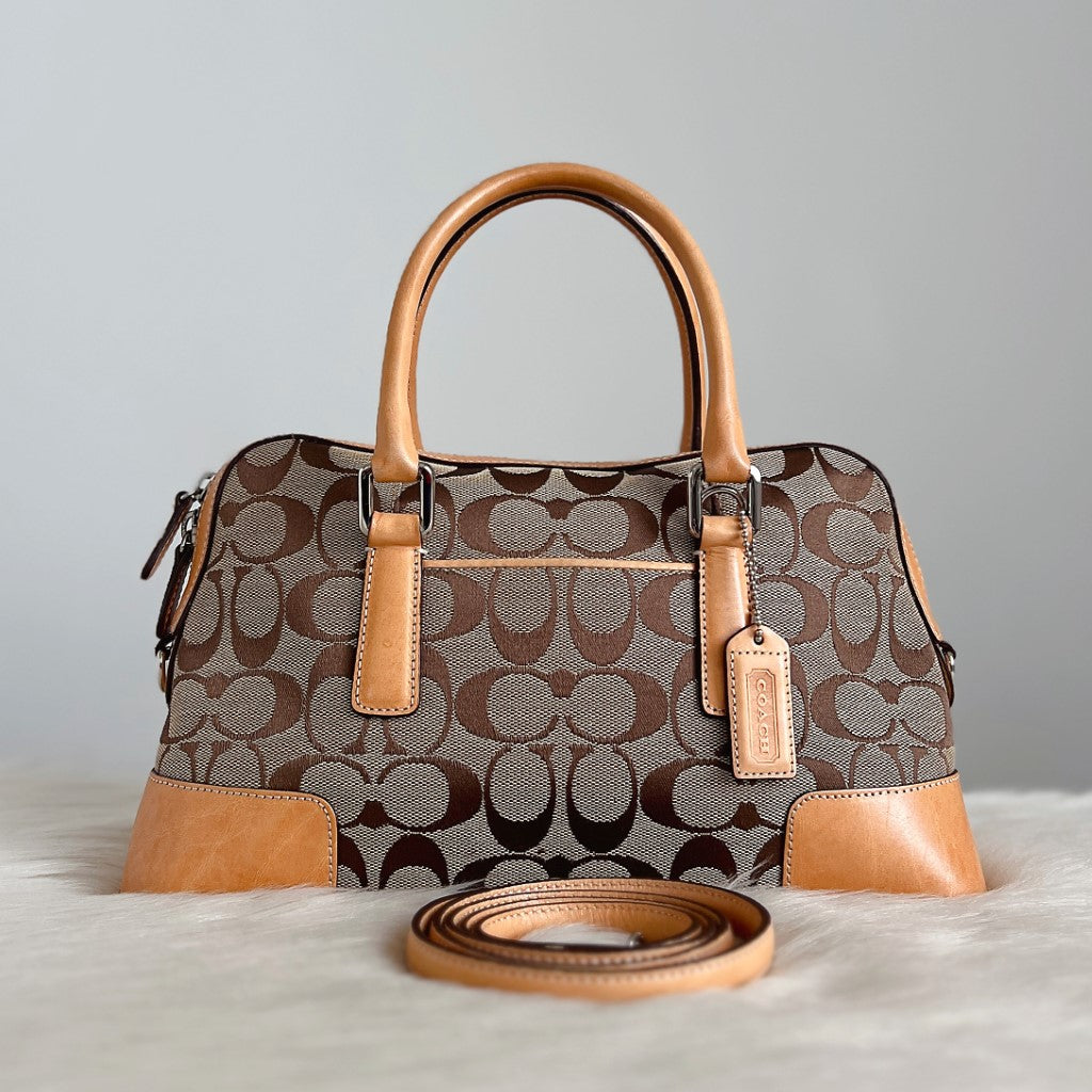 Coach Signature Monogram Boston 2 Way Shoulder Bag