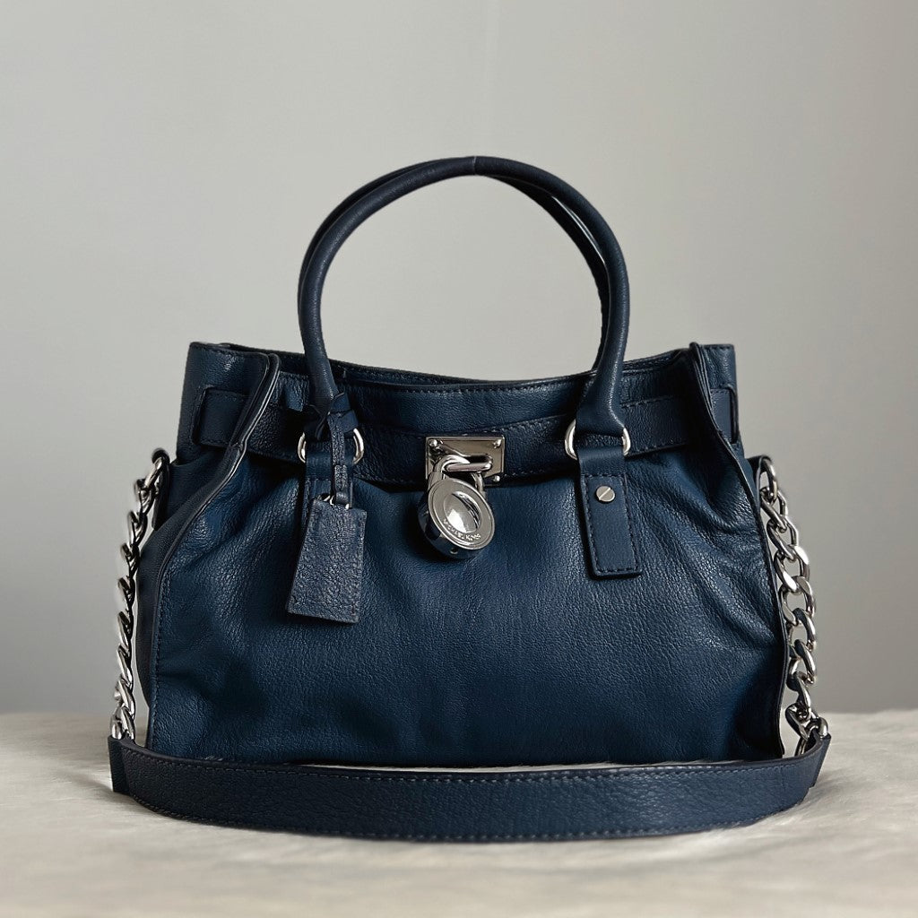 Michael Kors Navy Leather Hamilton 2 Way Shoulder Bag