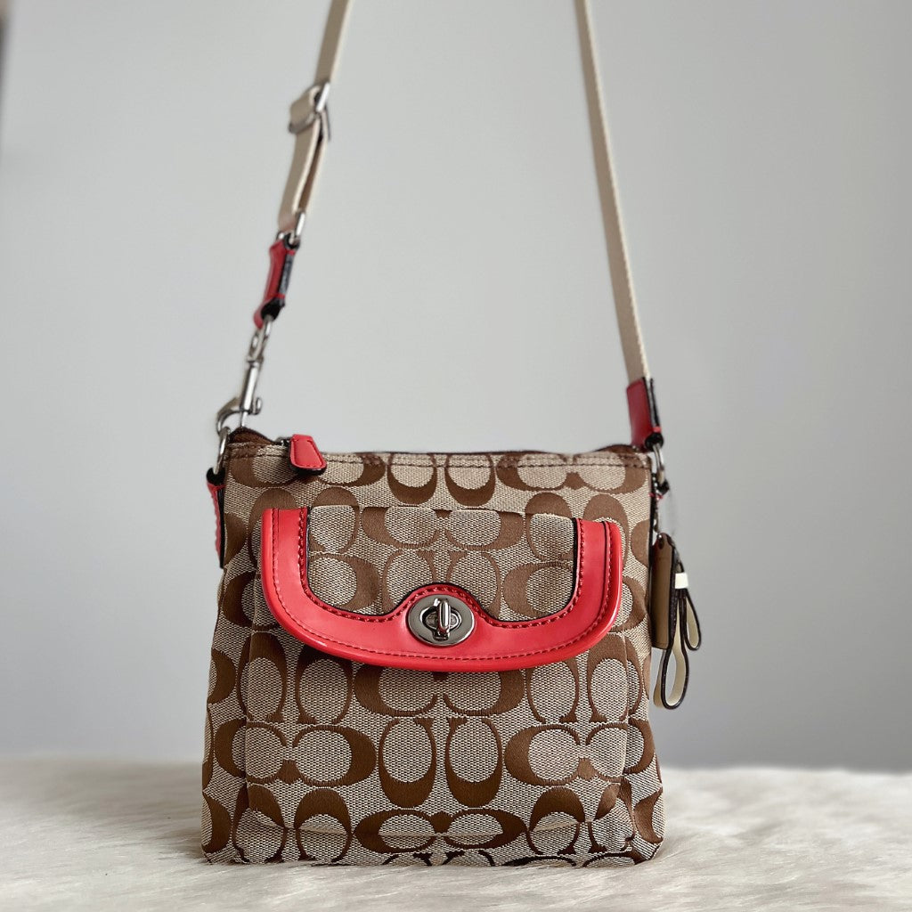 Coach Monogram Turn Lock Detail Small Crossbody Shoulder Bag