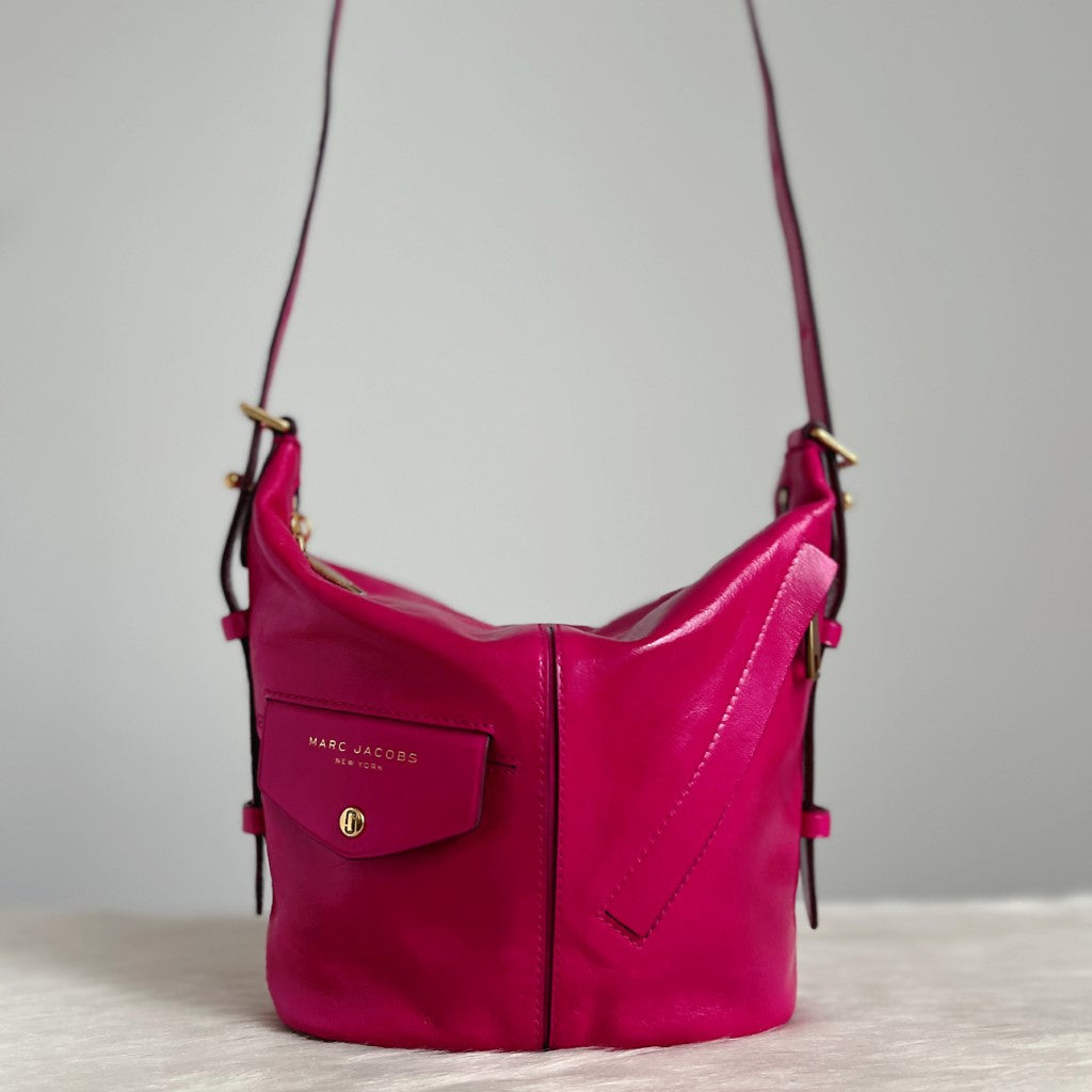 Marc Jacobs Fuchsia Leather Front Pocket Crossbody Shoulder Bag Like New