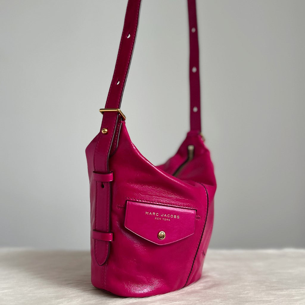 Marc Jacobs Fuchsia Leather Front Pocket Crossbody Shoulder Bag Like New