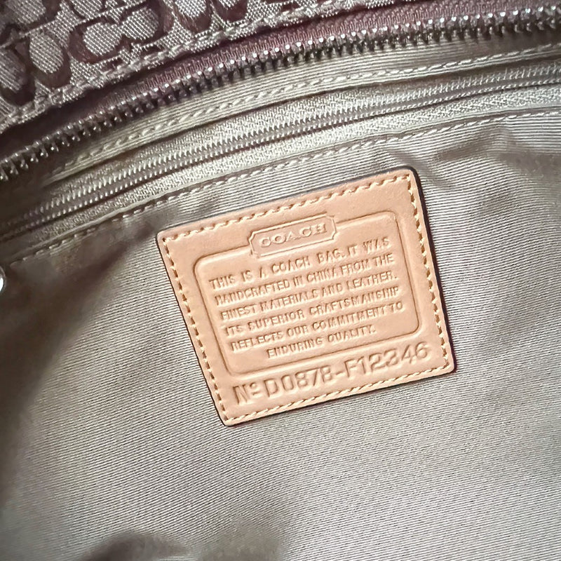 Coach Patent Leather Trim Monogram Ring Detail Shoulder Bag