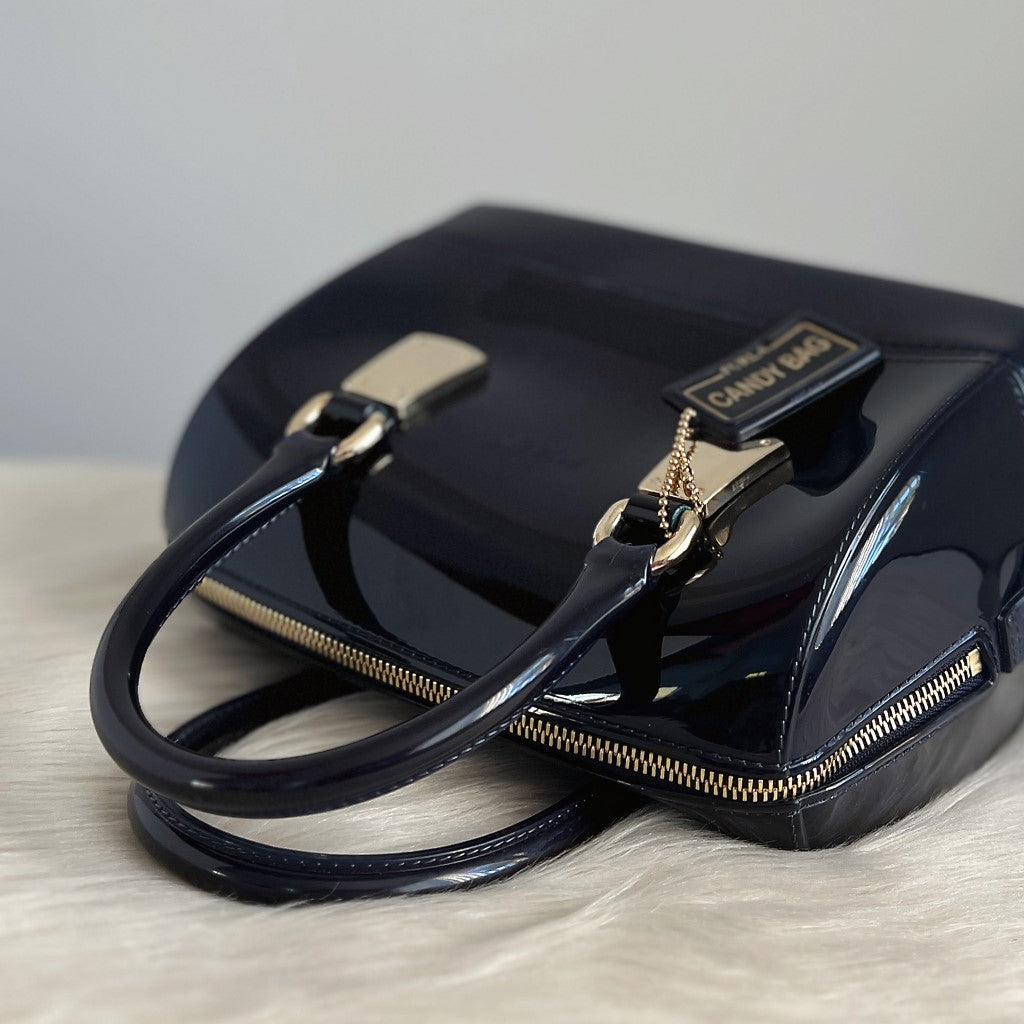 Furla Dark Navy Jelly Signature Candy Tote Bag