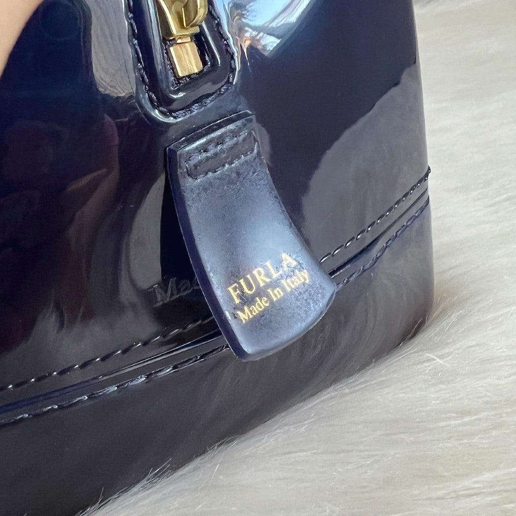 Furla Dark Navy Jelly Signature Candy Tote Bag