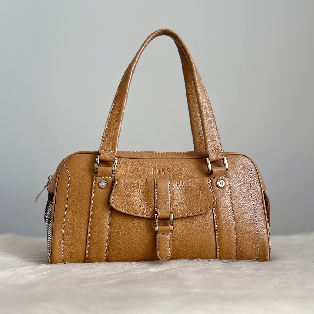 Daks Caramel Leather Side Patchwork Shoulder Bag