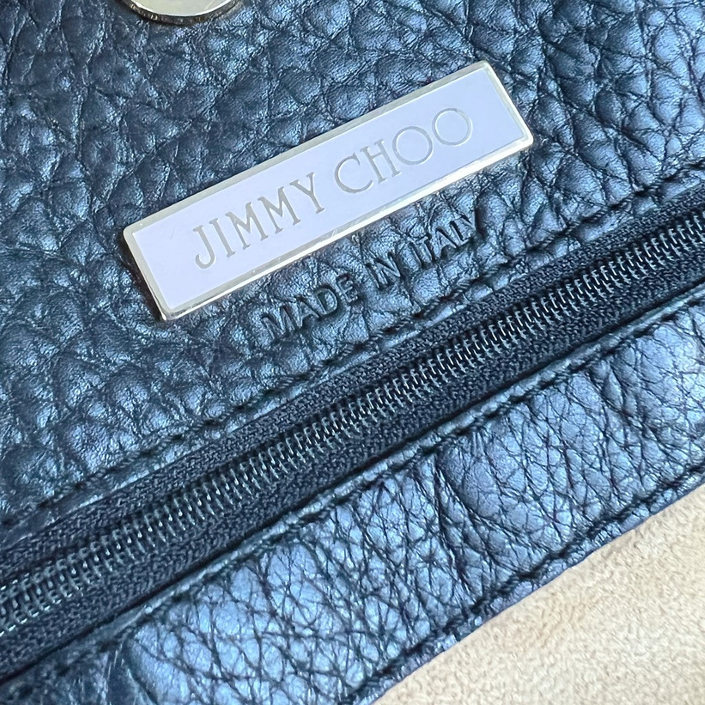 Jimmy Choo Black Leather Ring Studs Detail Shoulder Bag