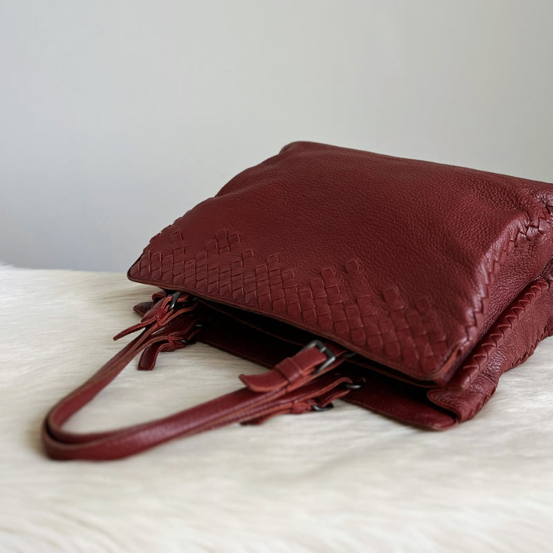 Bottega Veneta Cinnamon Signature Intrecciato Leather Shoulder Bag