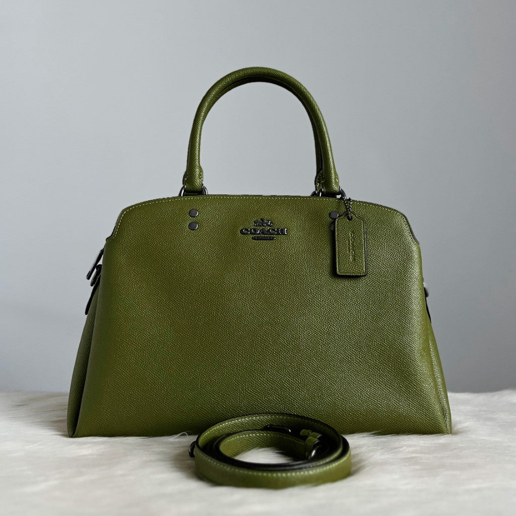 Coach Olive Leather Triple Compartment 2 Way Shoulder Bag Like New