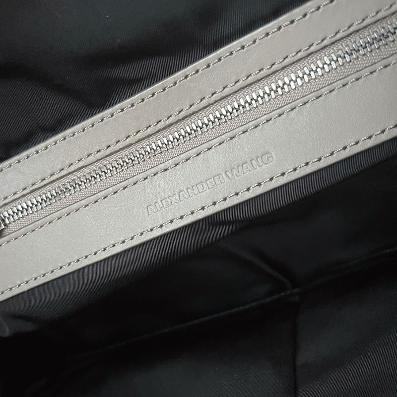 Alexander Wang Grey Leather Metal Corner Detail Slouchy Shoulder Bag Excellent
